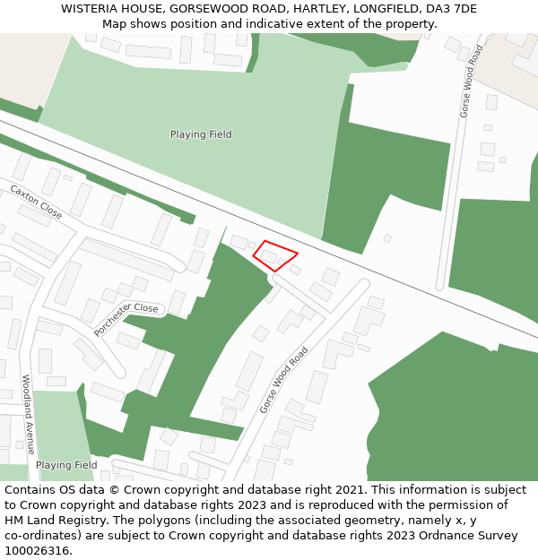 WISTERIA HOUSE, GORSEWOOD ROAD, HARTLEY, LONGFIELD, DA3 7DE: Location map and indicative extent of plot