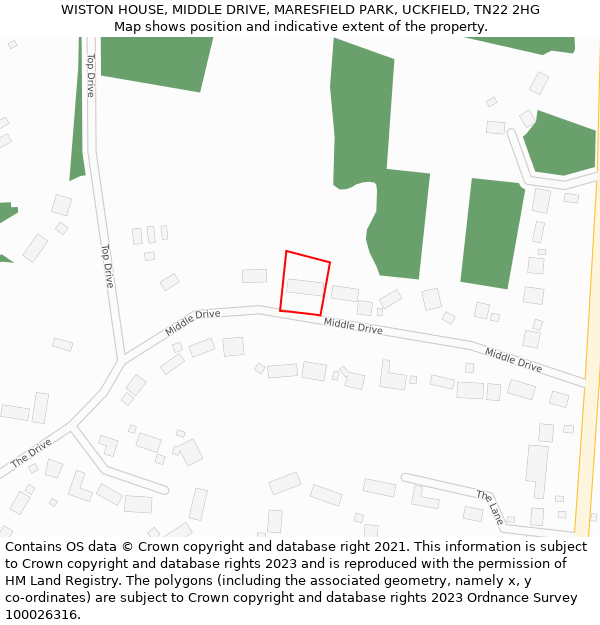 WISTON HOUSE, MIDDLE DRIVE, MARESFIELD PARK, UCKFIELD, TN22 2HG: Location map and indicative extent of plot