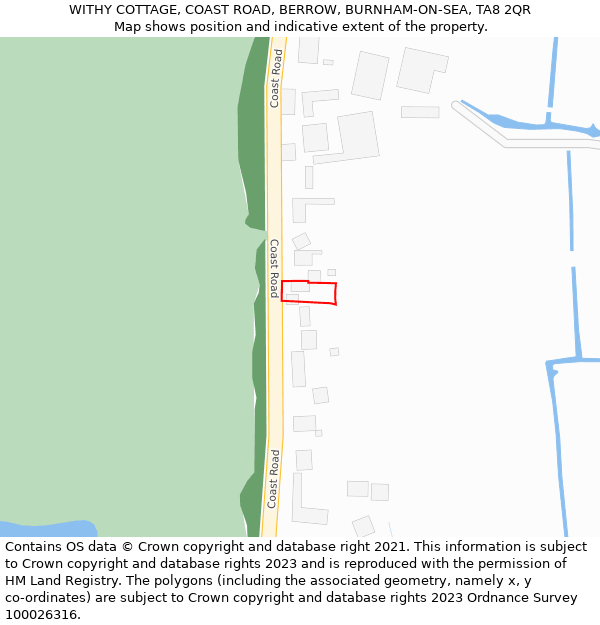 WITHY COTTAGE, COAST ROAD, BERROW, BURNHAM-ON-SEA, TA8 2QR: Location map and indicative extent of plot