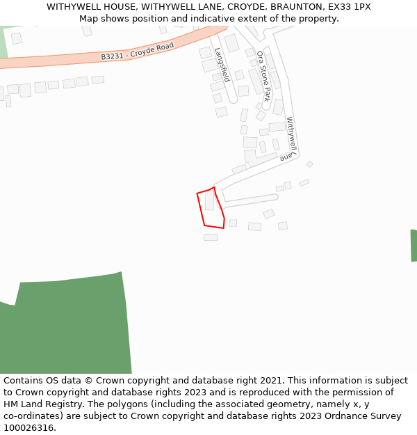 WITHYWELL HOUSE, WITHYWELL LANE, CROYDE, BRAUNTON, EX33 1PX: Location map and indicative extent of plot