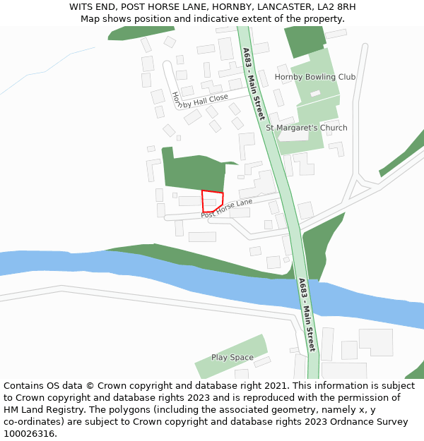 WITS END, POST HORSE LANE, HORNBY, LANCASTER, LA2 8RH: Location map and indicative extent of plot