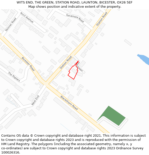 WITS END, THE GREEN, STATION ROAD, LAUNTON, BICESTER, OX26 5EF: Location map and indicative extent of plot