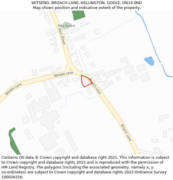 WITSEND, BROACH LANE, KELLINGTON, GOOLE, DN14 0ND: Location map and indicative extent of plot