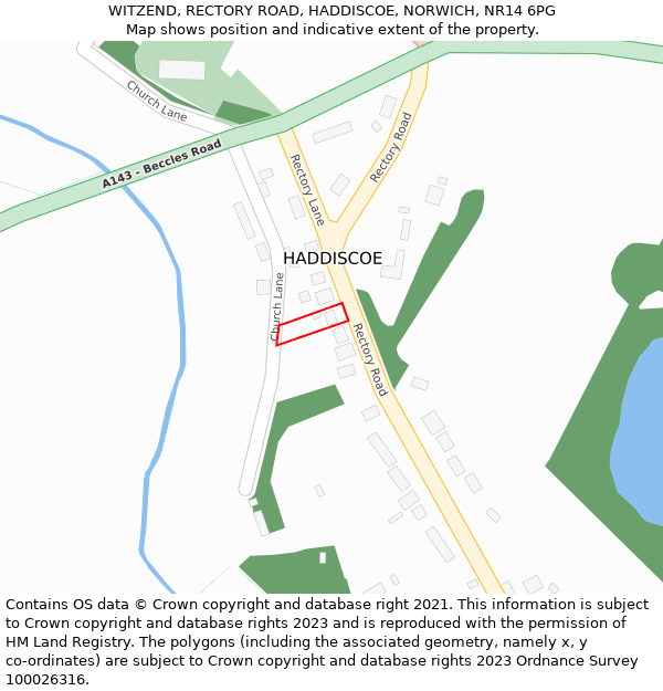 WITZEND, RECTORY ROAD, HADDISCOE, NORWICH, NR14 6PG: Location map and indicative extent of plot