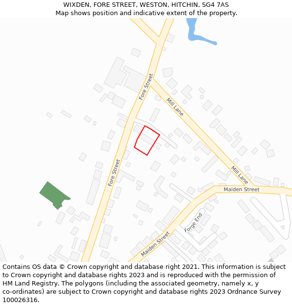 WIXDEN, FORE STREET, WESTON, HITCHIN, SG4 7AS: Location map and indicative extent of plot