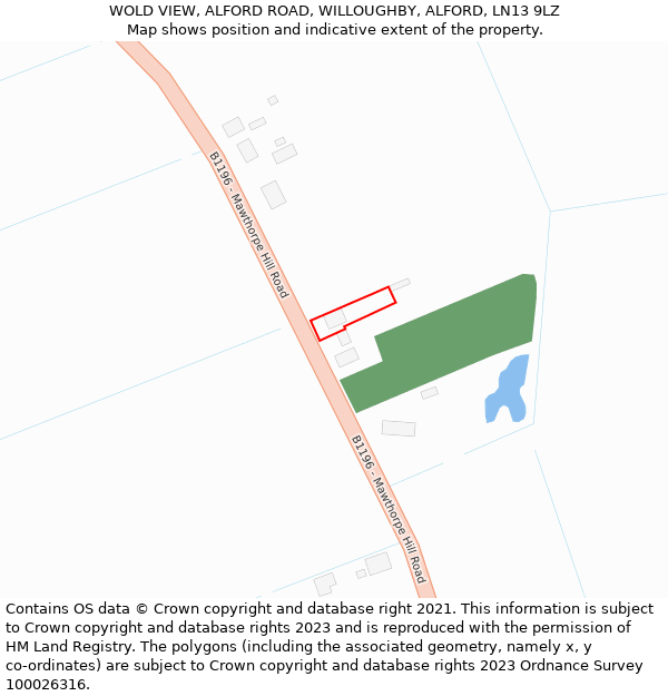 WOLD VIEW, ALFORD ROAD, WILLOUGHBY, ALFORD, LN13 9LZ: Location map and indicative extent of plot