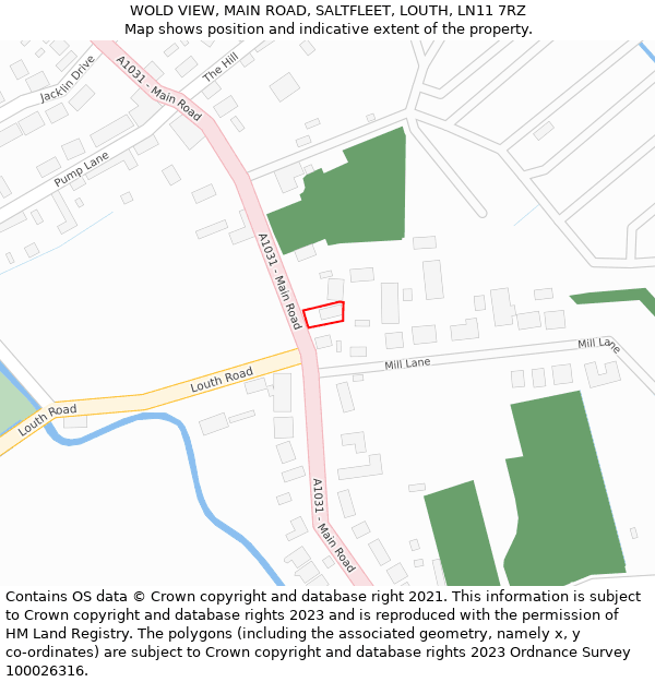 WOLD VIEW, MAIN ROAD, SALTFLEET, LOUTH, LN11 7RZ: Location map and indicative extent of plot