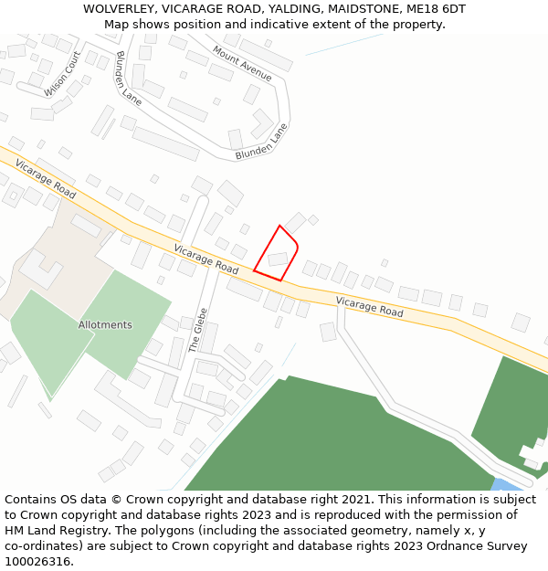 WOLVERLEY, VICARAGE ROAD, YALDING, MAIDSTONE, ME18 6DT: Location map and indicative extent of plot