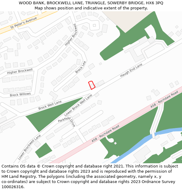 WOOD BANK, BROCKWELL LANE, TRIANGLE, SOWERBY BRIDGE, HX6 3PQ: Location map and indicative extent of plot