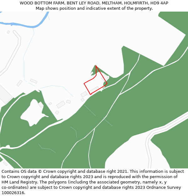 WOOD BOTTOM FARM, BENT LEY ROAD, MELTHAM, HOLMFIRTH, HD9 4AP: Location map and indicative extent of plot