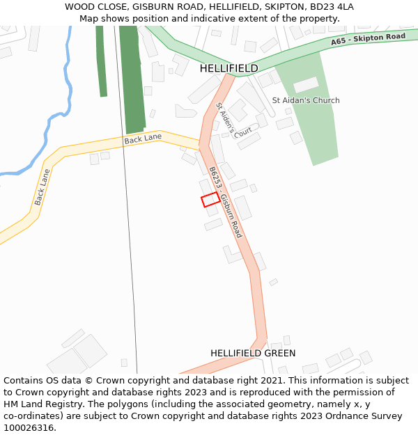 WOOD CLOSE, GISBURN ROAD, HELLIFIELD, SKIPTON, BD23 4LA: Location map and indicative extent of plot