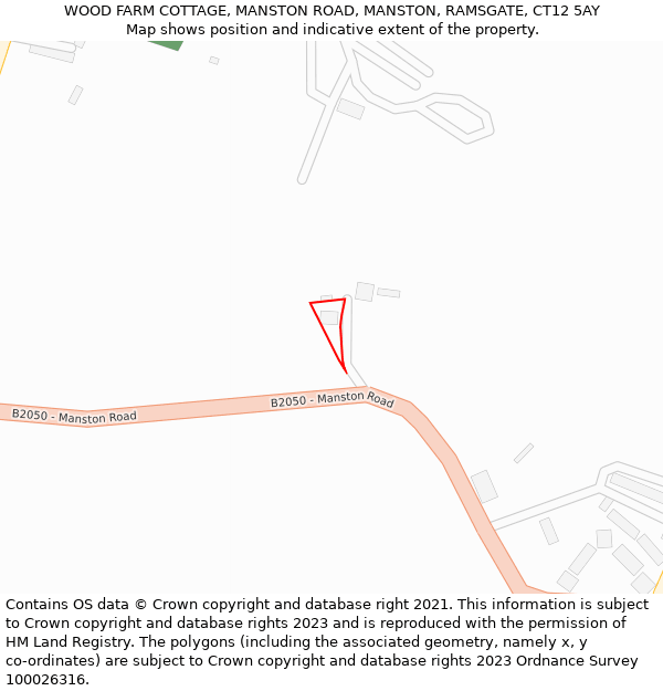 WOOD FARM COTTAGE, MANSTON ROAD, MANSTON, RAMSGATE, CT12 5AY: Location map and indicative extent of plot