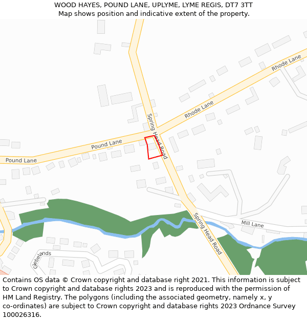 WOOD HAYES, POUND LANE, UPLYME, LYME REGIS, DT7 3TT: Location map and indicative extent of plot