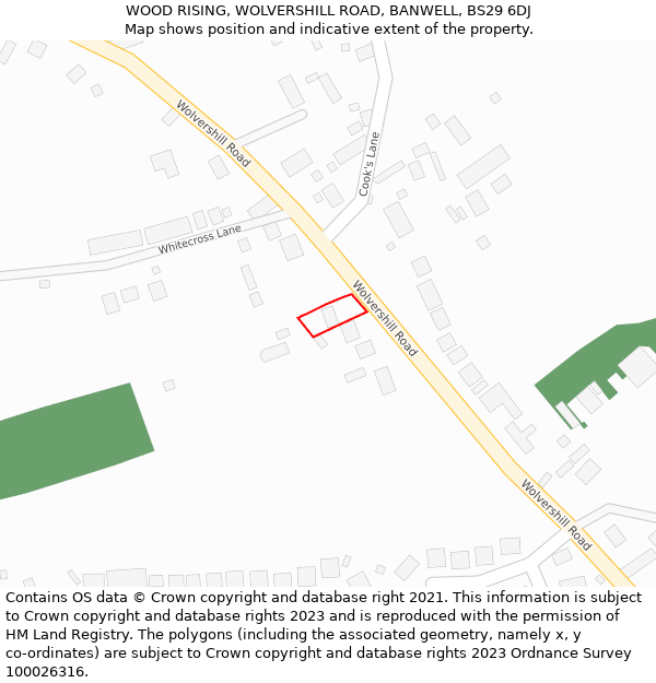 WOOD RISING, WOLVERSHILL ROAD, BANWELL, BS29 6DJ: Location map and indicative extent of plot