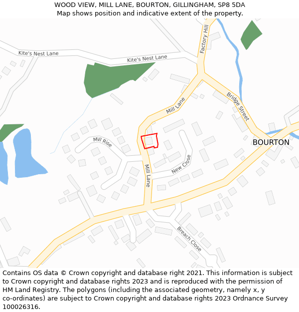 WOOD VIEW, MILL LANE, BOURTON, GILLINGHAM, SP8 5DA: Location map and indicative extent of plot