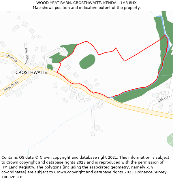WOOD YEAT BARN, CROSTHWAITE, KENDAL, LA8 8HX: Location map and indicative extent of plot