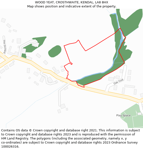 WOOD YEAT, CROSTHWAITE, KENDAL, LA8 8HX: Location map and indicative extent of plot