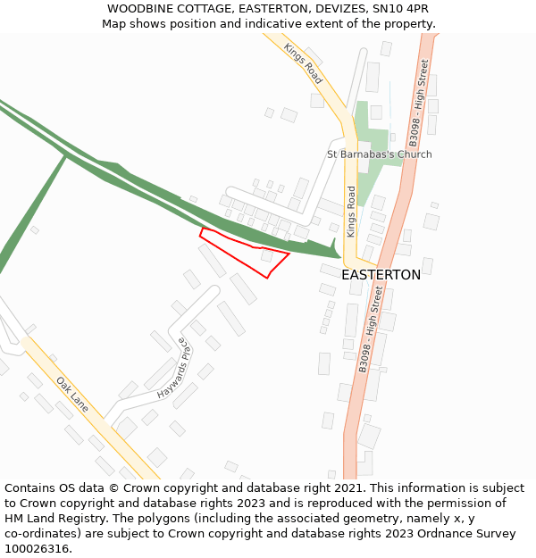 WOODBINE COTTAGE, EASTERTON, DEVIZES, SN10 4PR: Location map and indicative extent of plot