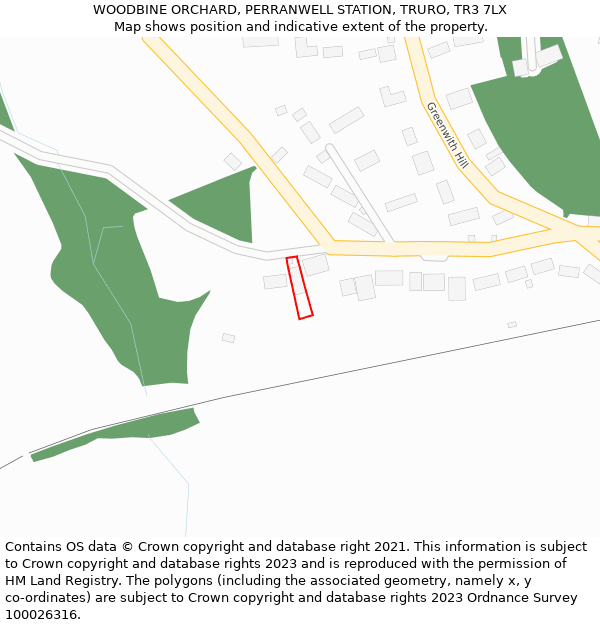 WOODBINE ORCHARD, PERRANWELL STATION, TRURO, TR3 7LX: Location map and indicative extent of plot