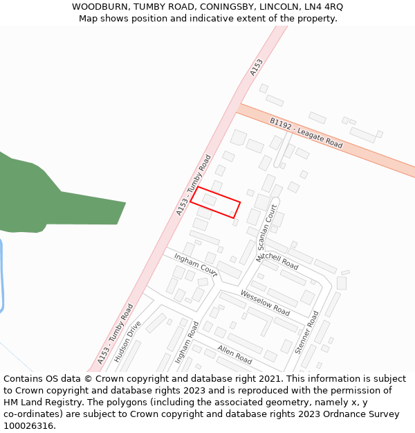 WOODBURN, TUMBY ROAD, CONINGSBY, LINCOLN, LN4 4RQ: Location map and indicative extent of plot