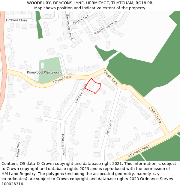 WOODBURY, DEACONS LANE, HERMITAGE, THATCHAM, RG18 9RJ: Location map and indicative extent of plot