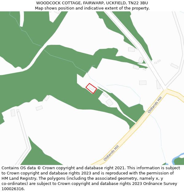 WOODCOCK COTTAGE, FAIRWARP, UCKFIELD, TN22 3BU: Location map and indicative extent of plot