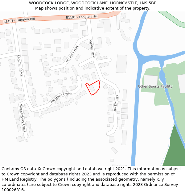 WOODCOCK LODGE, WOODCOCK LANE, HORNCASTLE, LN9 5BB: Location map and indicative extent of plot