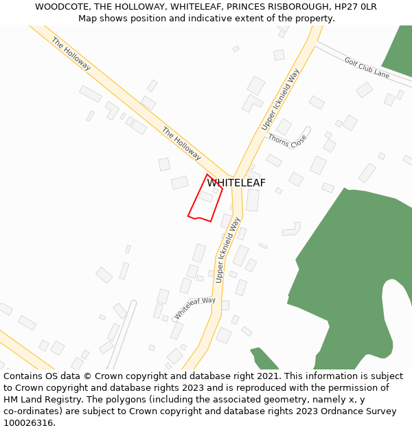 WOODCOTE, THE HOLLOWAY, WHITELEAF, PRINCES RISBOROUGH, HP27 0LR: Location map and indicative extent of plot