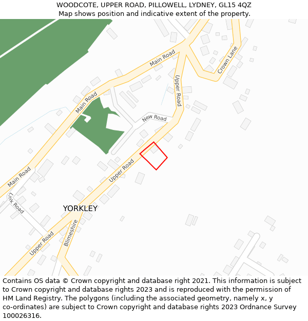 WOODCOTE, UPPER ROAD, PILLOWELL, LYDNEY, GL15 4QZ: Location map and indicative extent of plot