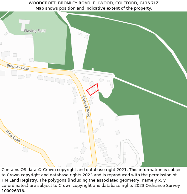WOODCROFT, BROMLEY ROAD, ELLWOOD, COLEFORD, GL16 7LZ: Location map and indicative extent of plot
