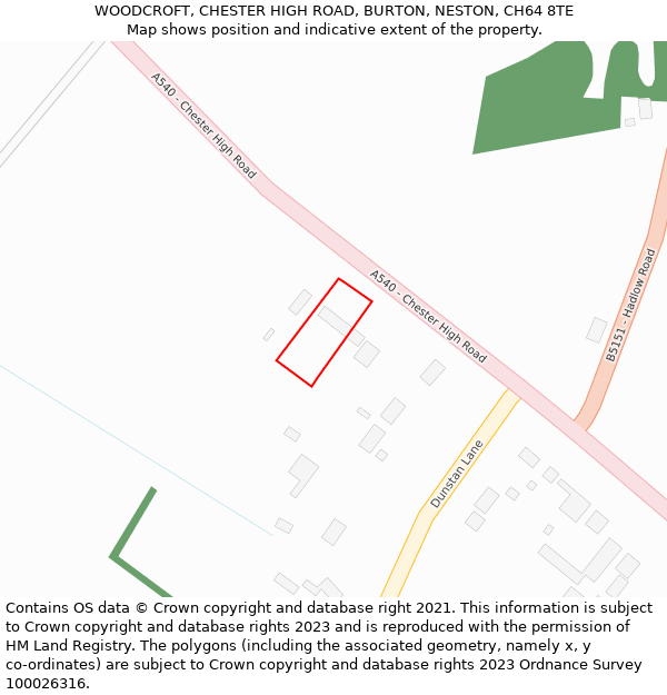 WOODCROFT, CHESTER HIGH ROAD, BURTON, NESTON, CH64 8TE: Location map and indicative extent of plot