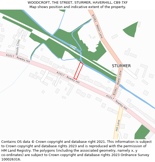 WOODCROFT, THE STREET, STURMER, HAVERHILL, CB9 7XF: Location map and indicative extent of plot