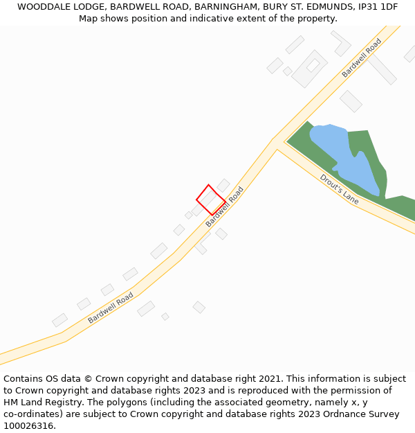 WOODDALE LODGE, BARDWELL ROAD, BARNINGHAM, BURY ST. EDMUNDS, IP31 1DF: Location map and indicative extent of plot