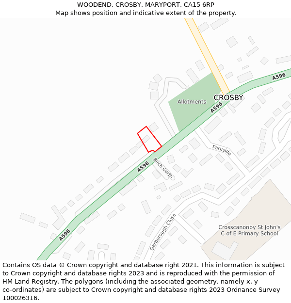 WOODEND, CROSBY, MARYPORT, CA15 6RP: Location map and indicative extent of plot