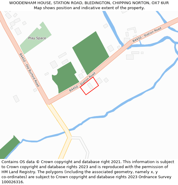 WOODENHAM HOUSE, STATION ROAD, BLEDINGTON, CHIPPING NORTON, OX7 6UR: Location map and indicative extent of plot