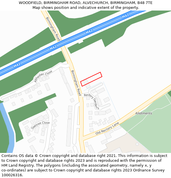 WOODFIELD, BIRMINGHAM ROAD, ALVECHURCH, BIRMINGHAM, B48 7TE: Location map and indicative extent of plot