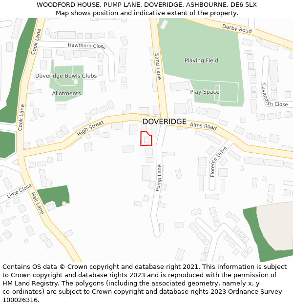WOODFORD HOUSE, PUMP LANE, DOVERIDGE, ASHBOURNE, DE6 5LX: Location map and indicative extent of plot