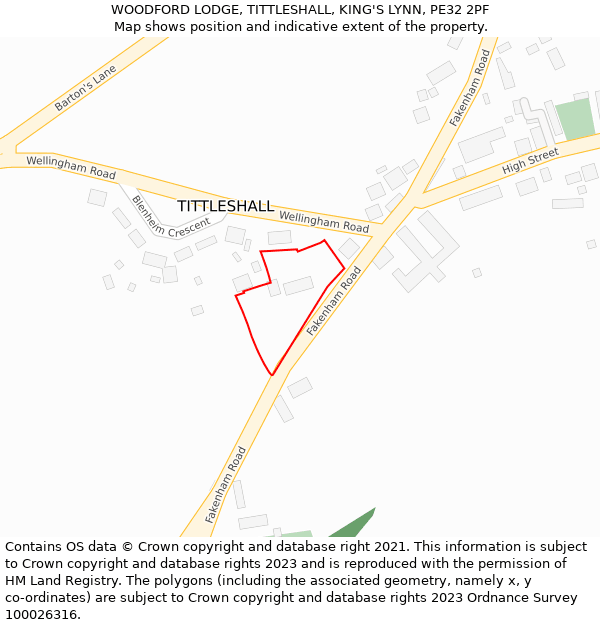 WOODFORD LODGE, TITTLESHALL, KING'S LYNN, PE32 2PF: Location map and indicative extent of plot