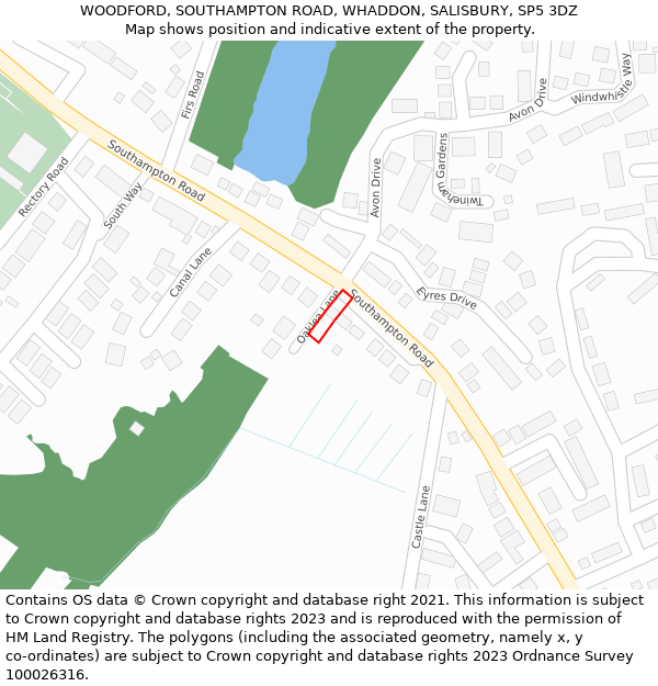 WOODFORD, SOUTHAMPTON ROAD, WHADDON, SALISBURY, SP5 3DZ: Location map and indicative extent of plot
