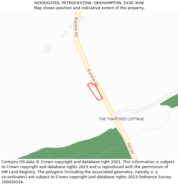 WOODGATES, PETROCKSTOW, OKEHAMPTON, EX20 3HW: Location map and indicative extent of plot