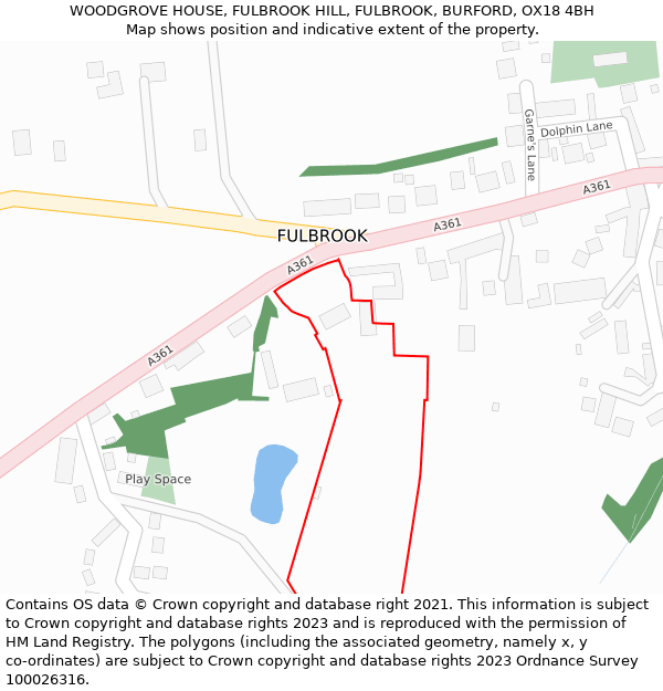 WOODGROVE HOUSE, FULBROOK HILL, FULBROOK, BURFORD, OX18 4BH: Location map and indicative extent of plot