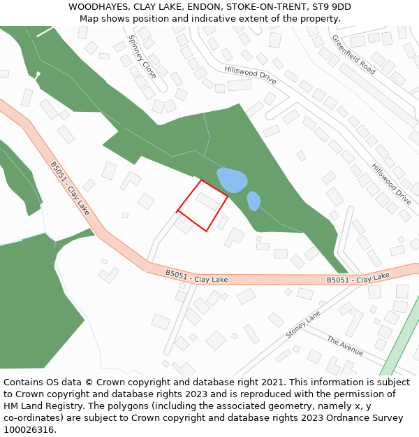 WOODHAYES, CLAY LAKE, ENDON, STOKE-ON-TRENT, ST9 9DD: Location map and indicative extent of plot