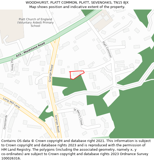 WOODHURST, PLATT COMMON, PLATT, SEVENOAKS, TN15 8JX: Location map and indicative extent of plot