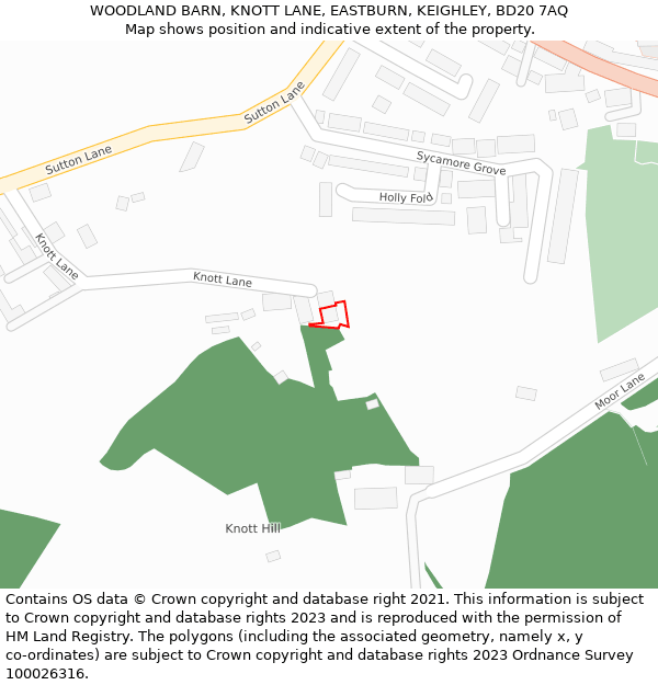 WOODLAND BARN, KNOTT LANE, EASTBURN, KEIGHLEY, BD20 7AQ: Location map and indicative extent of plot