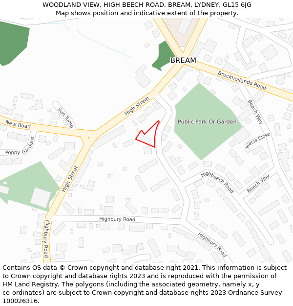 WOODLAND VIEW, HIGH BEECH ROAD, BREAM, LYDNEY, GL15 6JG: Location map and indicative extent of plot