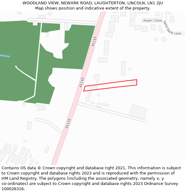 WOODLAND VIEW, NEWARK ROAD, LAUGHTERTON, LINCOLN, LN1 2JU: Location map and indicative extent of plot