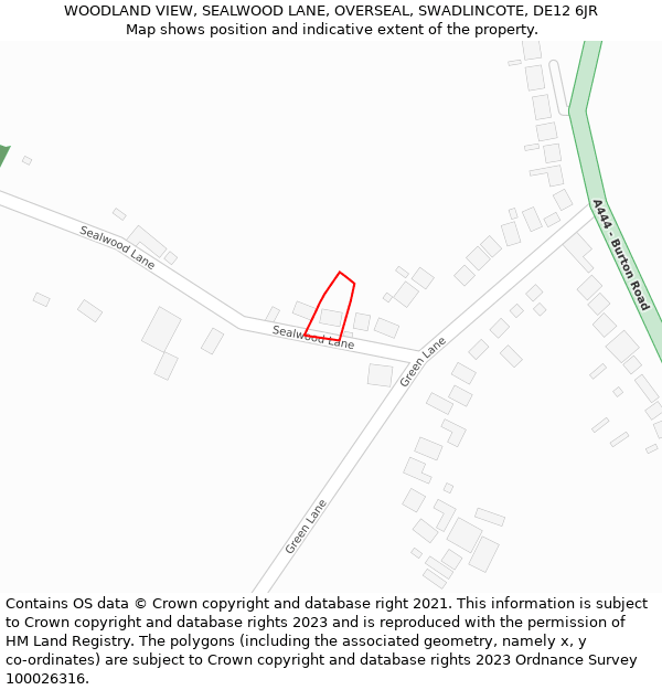 WOODLAND VIEW, SEALWOOD LANE, OVERSEAL, SWADLINCOTE, DE12 6JR: Location map and indicative extent of plot