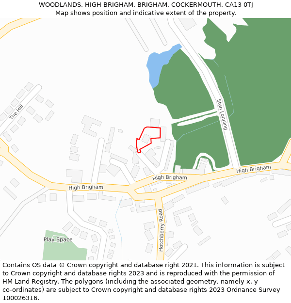 WOODLANDS, HIGH BRIGHAM, BRIGHAM, COCKERMOUTH, CA13 0TJ: Location map and indicative extent of plot