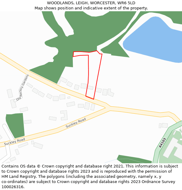 WOODLANDS, LEIGH, WORCESTER, WR6 5LD: Location map and indicative extent of plot