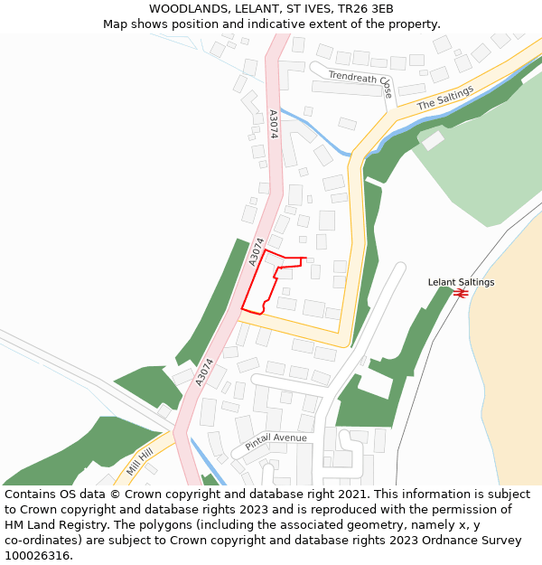 WOODLANDS, LELANT, ST IVES, TR26 3EB: Location map and indicative extent of plot